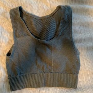 Fabletics Light Heather grey sports bra.